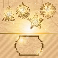 Elegant Christmas background with gold evening balls N2