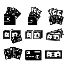 Business icons credit cards and banknotes N3