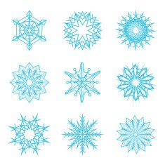 Abstract snowflakes icon set