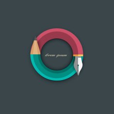 Icon of stylized pencil with writing pen N2