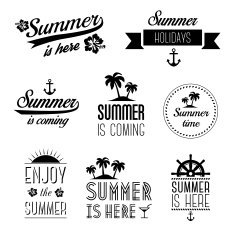 Set of summer holidays typography labels signs and design elements