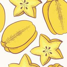 Yellow carambola seamless pattern N2