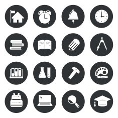 School Circle Icons set Vector N2