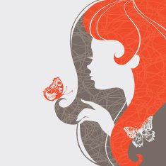 Beautiful girl silhouette with butterfly N2