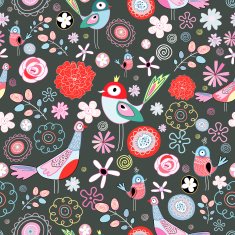 Seamless floral pattern with birds N26