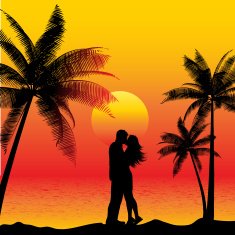 Couple kissing on a beach N2
