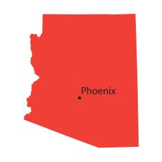 red map of Arizona with indication Phoenix N2