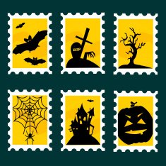 Halloween postal stamps