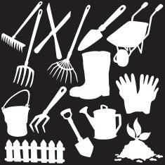 Vector silhouette of garden supplies N3