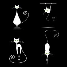 White cats silhouettes for your design N4