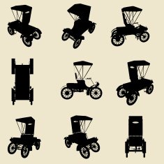 vector old car silhouette set