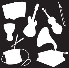 Vector silhouette of musical instruments N2