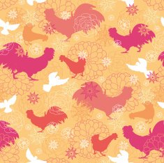 Farm Birds Seamless Pattern Background N2