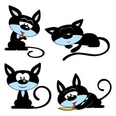 four black cat