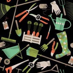Set of garden tools Seamless background pattern