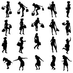Vector silhouettes of woman N95