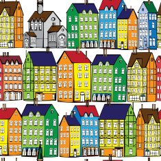 europe old houses seamless pattern