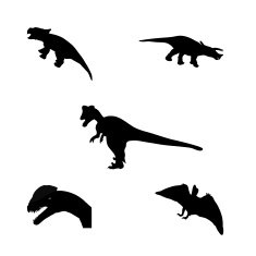 Set of Silhouette Dinosaur Black Vector Illustration N2