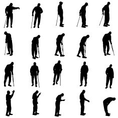 Vector silhouette of old people N161