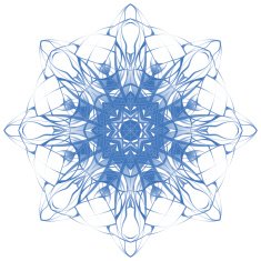Decorative round blue lace pattern Winter snowflake star