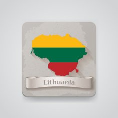 Icon of Lithuania map with flag Vector illustration N2