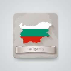 Icon of Bulgaria map with flag Vector illustration N2