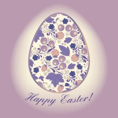 Easter egg with berry lilac greeting card