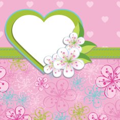 Spring Design template Cherry flowers background and heart