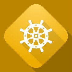 Vector icon of Steering wheel with a long shadow