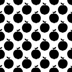 Seamless pattern with apples in black and white