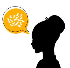 Woman's head with shoes icons N2