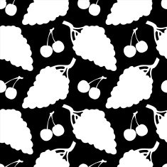 Seamless pattern with silhouettes grapes and cherry