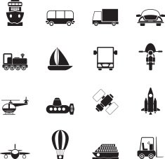 Silhouette Transportation travel and shipment icons
