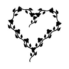 Black Eyed Susan Flower Heart Silhouette Frame On white N2
