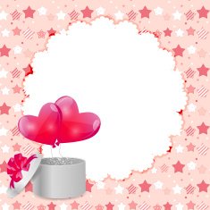 Valentines Day Card with Gift Box and Heart Shaped Balloons N2
