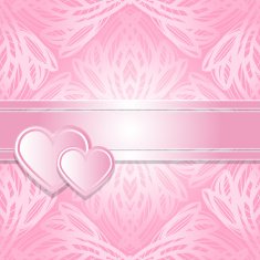Holiday Valentine's day card with lace pattern and hearts