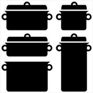 kitchenware pans icons on a white background