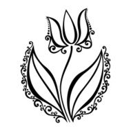 Beautiful Decorative Flower with Leaves (Vector) N24