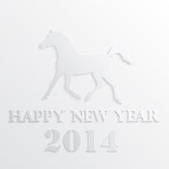 White paper with horse and year
