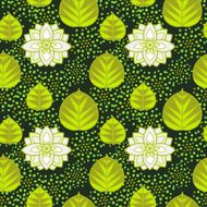 Abstract floral seamless pattern with lotus flowers and leaves