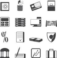 Silhouette bank business finance and office icons N2