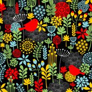 Seamless pattern with birds and flowers N21