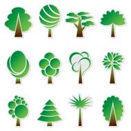 Vector simple green tree icon set