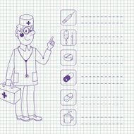 Background with a doctor who gives directives