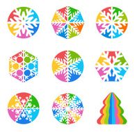 Snowflakes vector collection with Christmas Tree