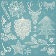 Christmas hand drawn decorations icons