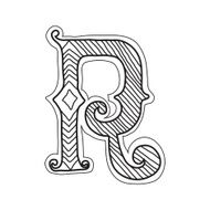 The vintage style letter R