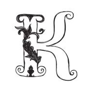 The vintage style letter K