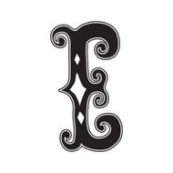 The vintage style letter E