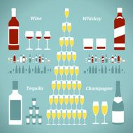Set of alcohol bottles